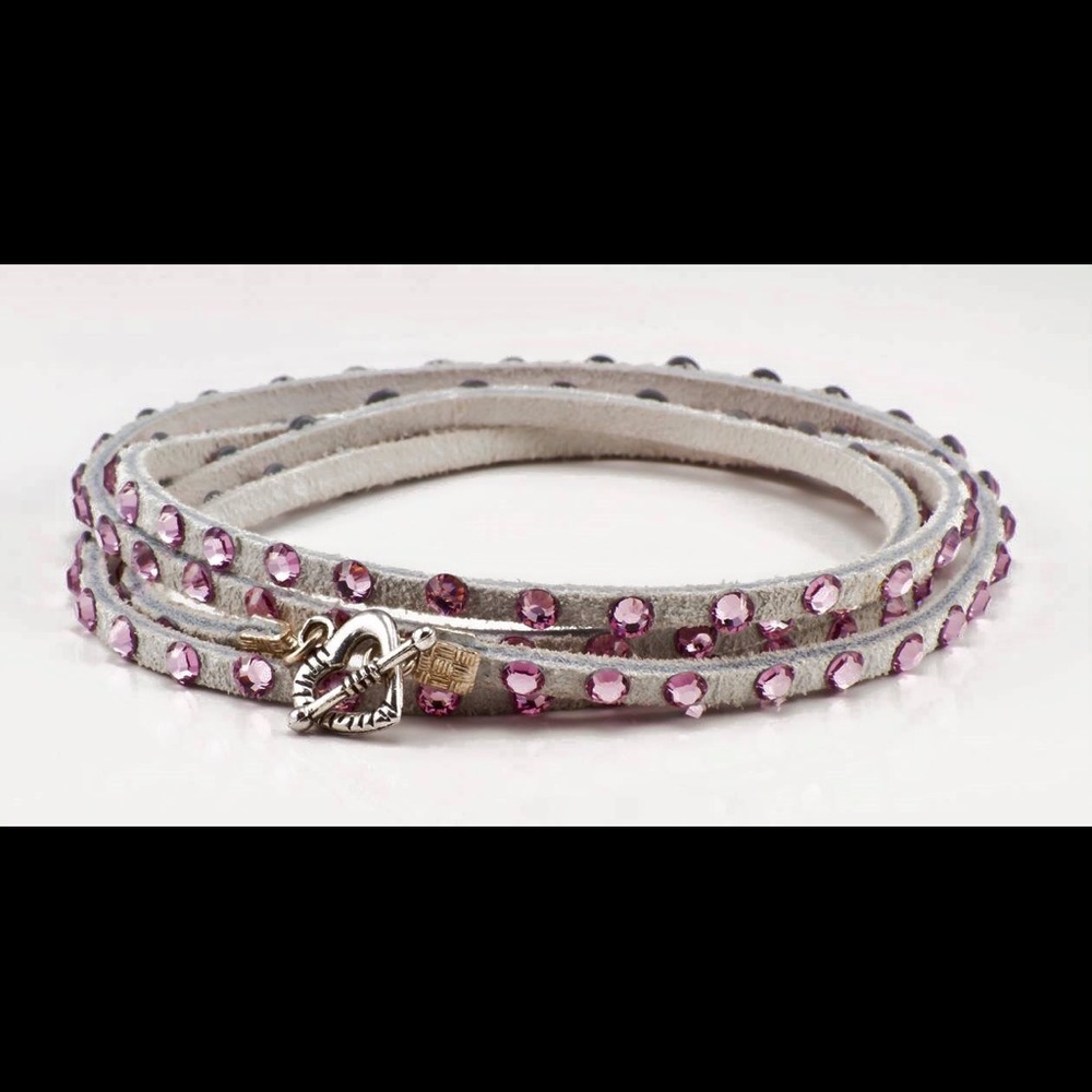 Swarovski crystal multi wrap bracelet in pink